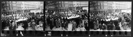 407041 Afbeeldingen van een manifestatie door de Jeugdstorm van de Nationaal-Socialistische Beweging (N.S.B.) op het ...